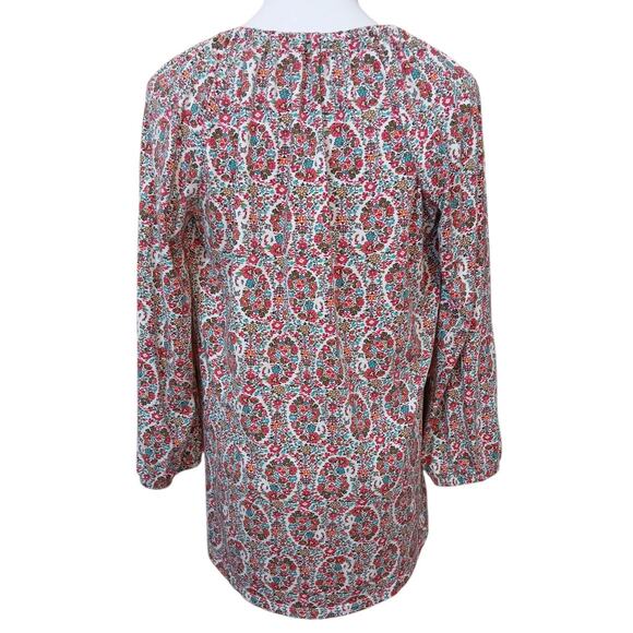 LANDS' END Stretchy Peasant Top Blouse Small Floral Tie Cottage Boho Work Travel - Picture 10 of 10